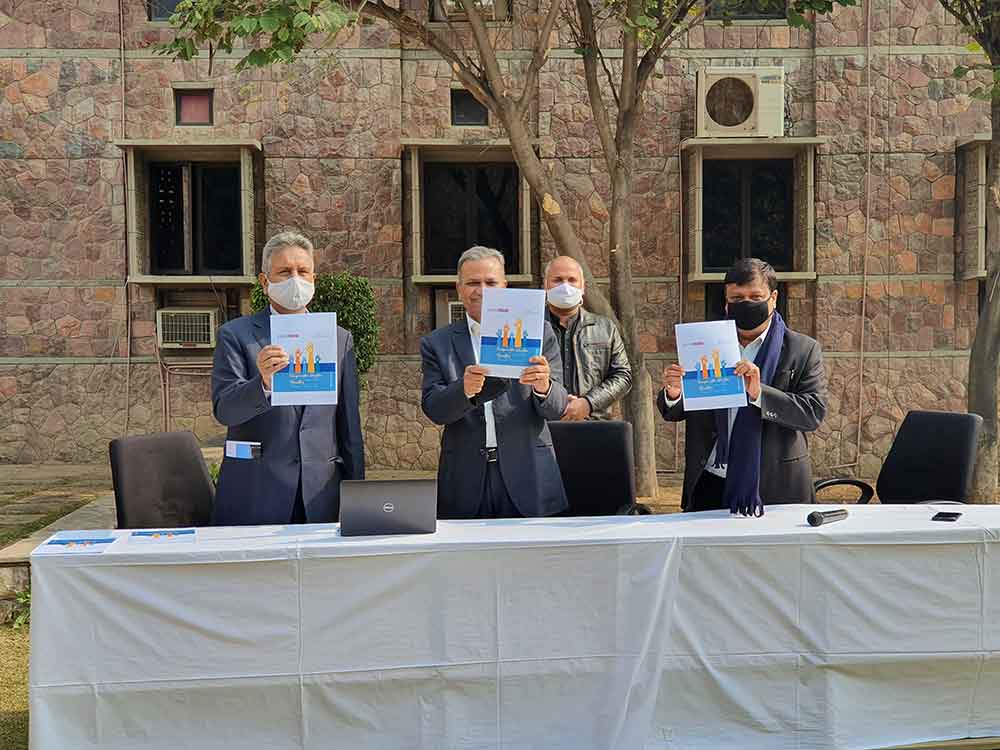 Photo 02 (LtoR) Dr. Ashok Agarwal, Trustee, IIHMR University_ Dr. S. D. Gupta, Chairperson, IIHMR University and Dr. P. R. Sodani, President (Officiating), IIHMR University is launching the brochure of SD G