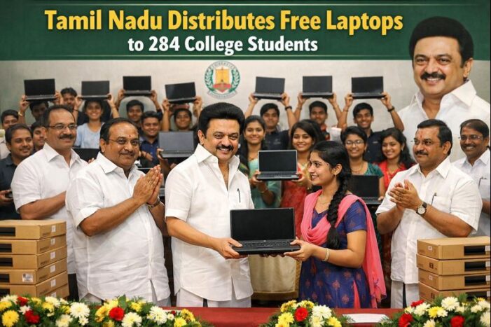 Tamil Nadu Distributes Free Laptops to 284 College Students