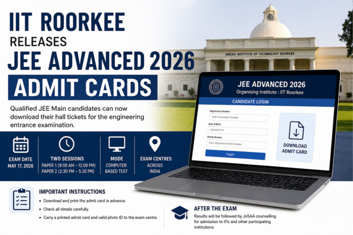 IIT Roorkee Releases JEE Advanced 2026 Admit Cards Ahead of Entrance Examination