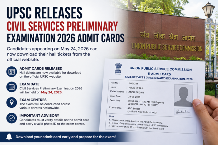UPSC Releases Civil Services Preliminary Examination 2026 Admit Cards