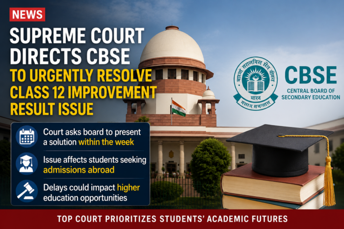 Supreme Court Directs CBSE to Urgently Resolve Class 12 Improvement Result Issue
