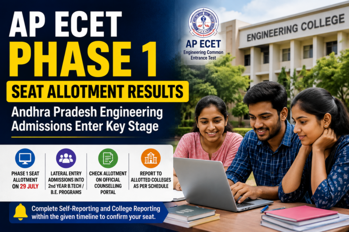 AP ECET Phase 1 Seat Allotment Results Shape Andhra Pradesh Engineering Admissions