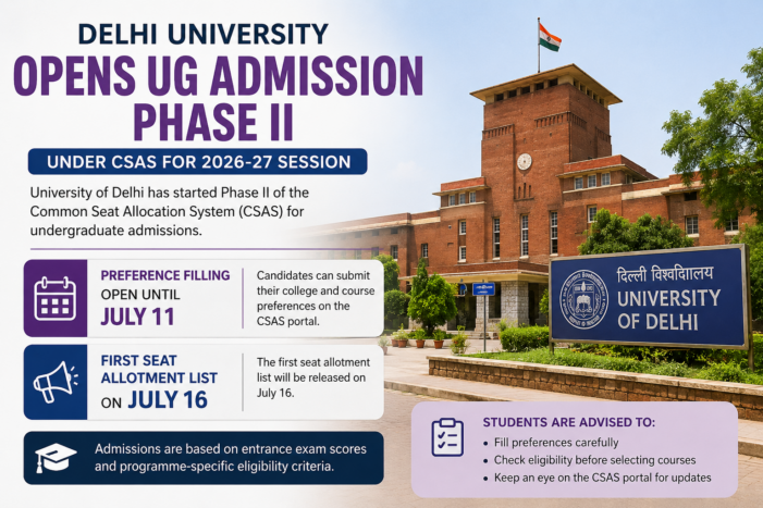 Delhi University Begins UG Admission Phase II for 2026 Intake