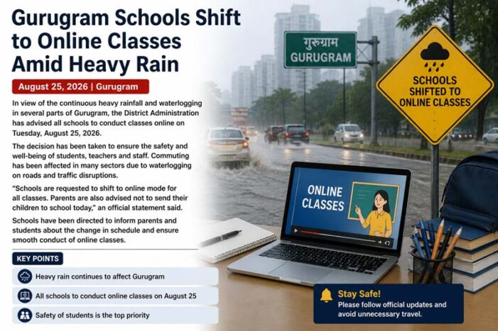 Gurugram Schools Shift to Online Classes Amid Heavy Rain and Waterlogging