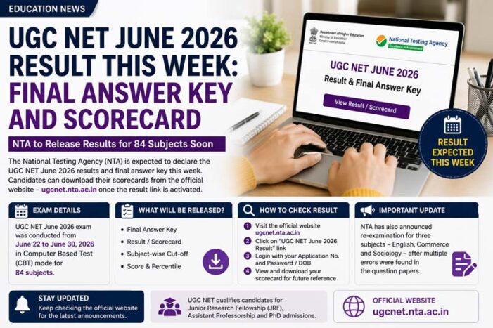 UGC NET June 2026 Result This Week: Final Answer Key and Scorecard to Be Released Soon