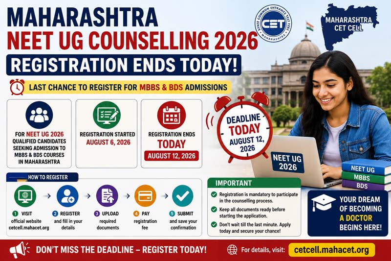 Maharashtra NEET UG Counselling Registration Ends Today