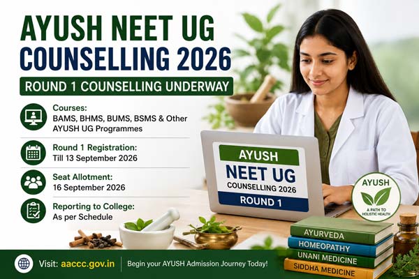 AYUSH NEET UG Counselling 2026 Round 1: Registration Open, Full Schedule and Process Explained