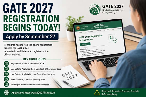 GATE 2027 Registration Begins Today: Apply by September 27; Check Exam Dates, Eligibility and New Paper