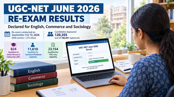 UGC-NET June 2026 Re-Exam Results Announced for English, Commerce and Sociology