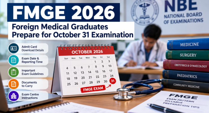 FMGE 2026: Foreign Medical Graduates Prepare for October 31 Examination; Admit Card Released