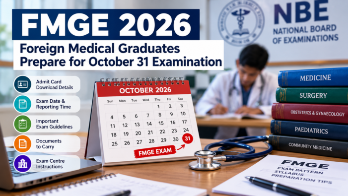 FMGE 2026 admit cards FMGE 2026: Foreign Medical Graduates Prepare for October 31 Examination; Admit Card Released